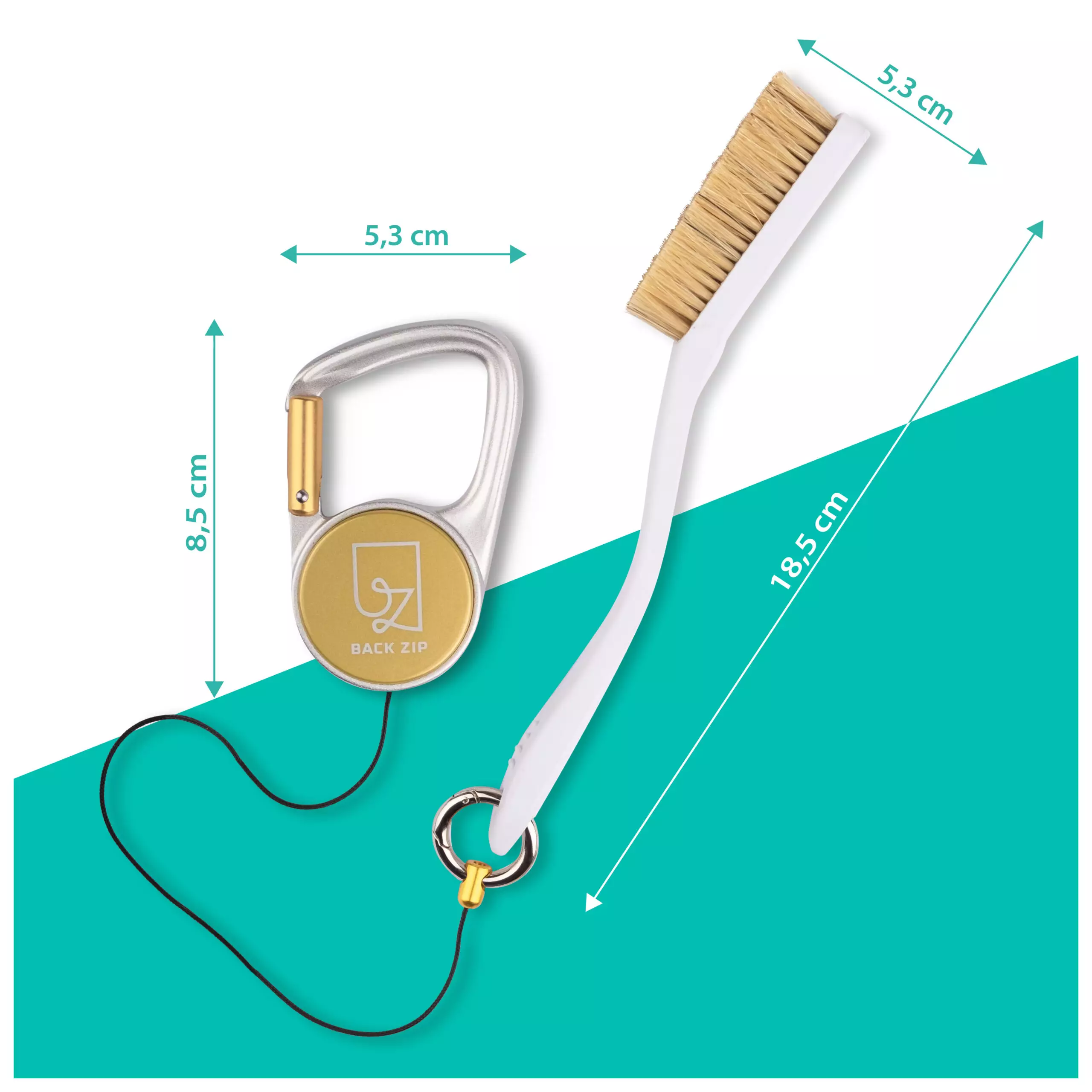 Back Zip & Back Grip Set Gold | Karabiner & Kletterbürste - Image 4