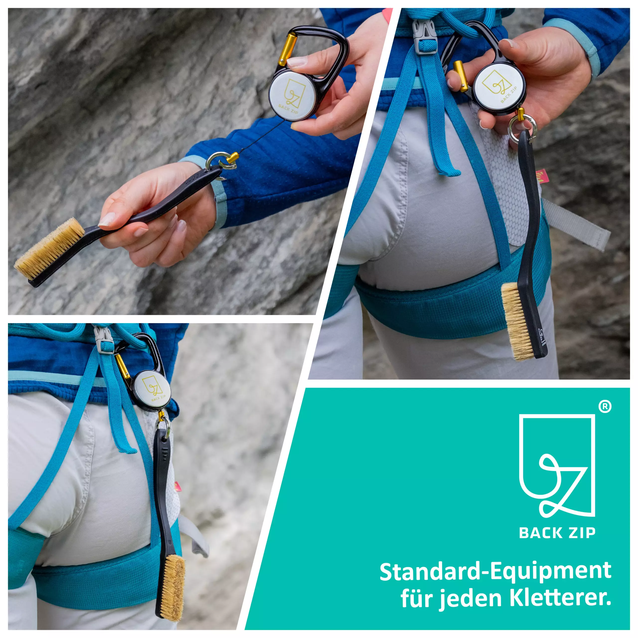 Back Zip & Back Grip Set Black | Karabiner & Kletterbürste - Image 5