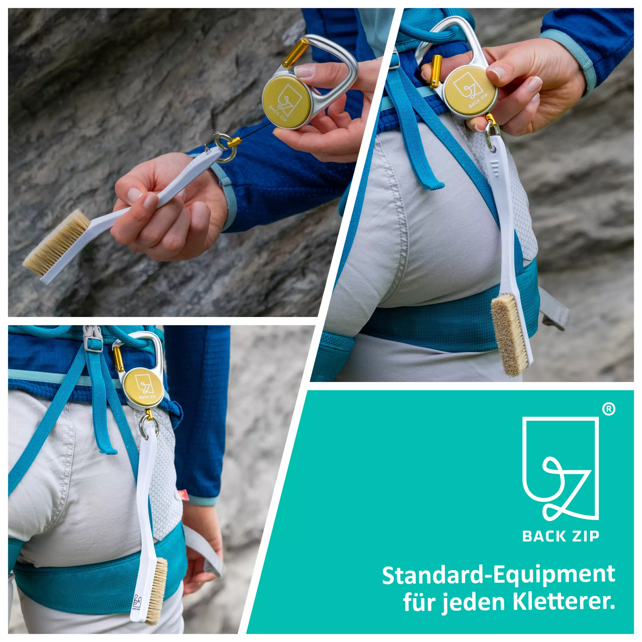 Back Zip & Back Grip Set Gold | Karabiner & Kletterbürste - Image 5
