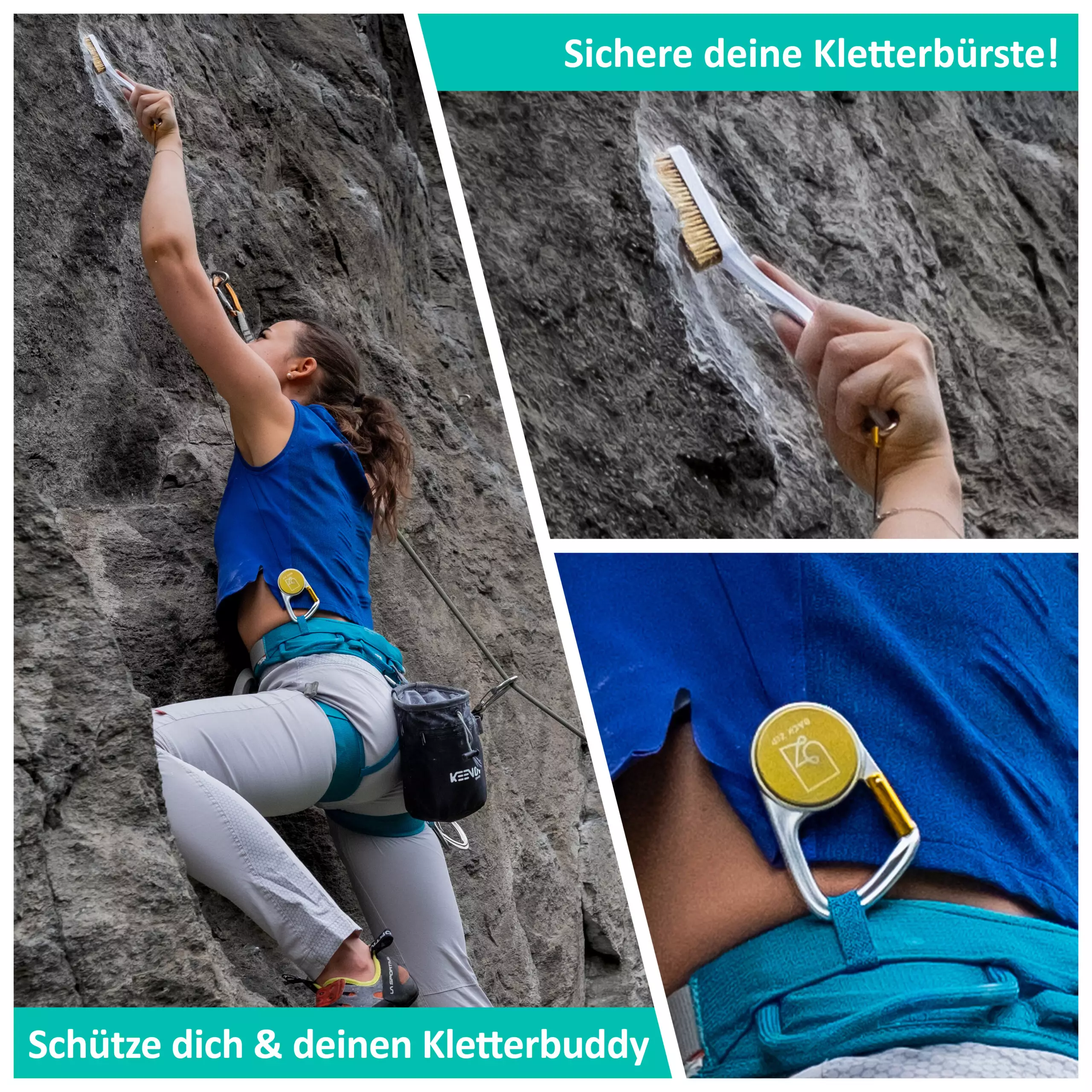 Back Zip & Back Grip Set Gold | Karabiner & Kletterbürste - Image 6